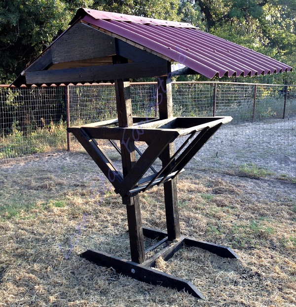 goat hay feeder with roof